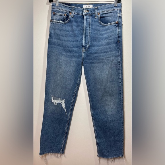 RE/DONE‎ Jeans Women’s Size 30 Ultra High Rise Stove Pipe in Vintage Indigo - Picture 4 of 15